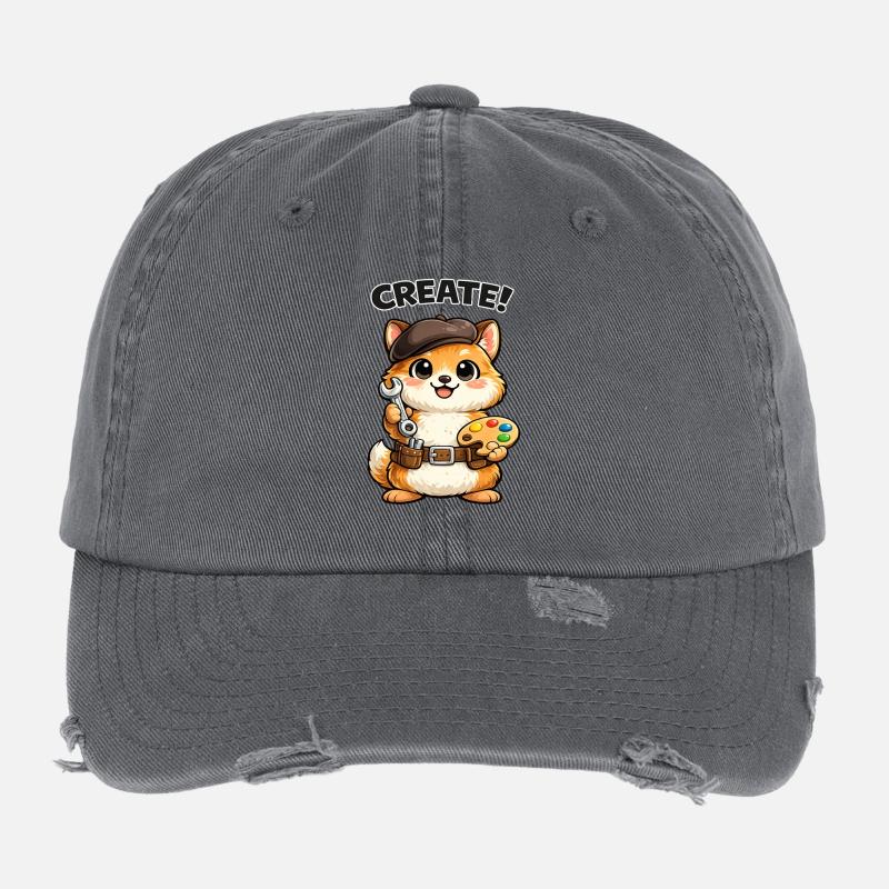 Atelier créatif Kitten Artist Casquette vintage effet usé Flexfit