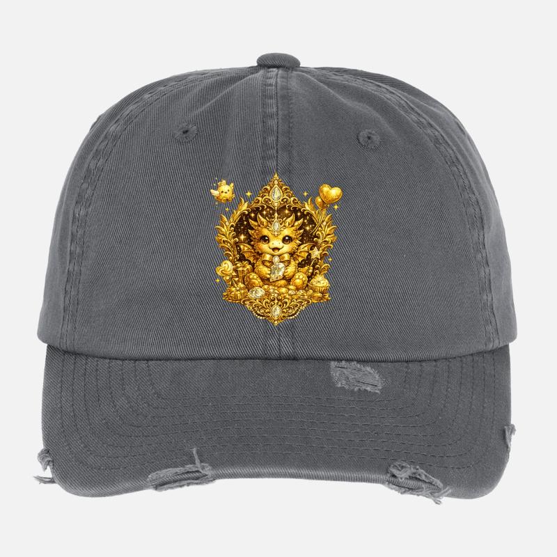 Magie de la couronne de chat doré Casquette vintage effet usé Flexfit