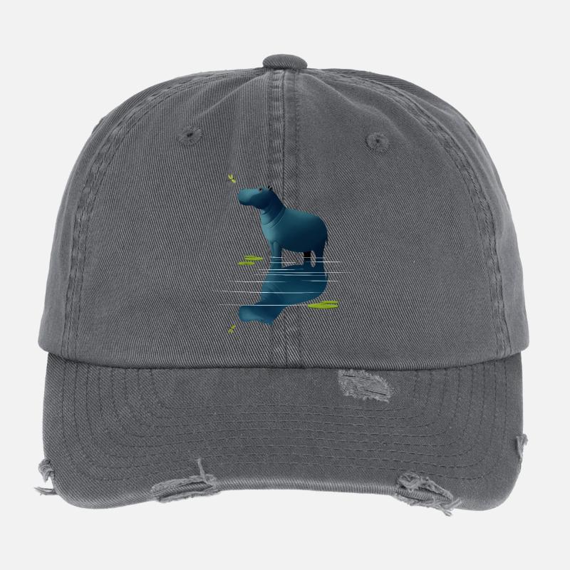 Hippopotame et libellule Casquette vintage effet usé Flexfit