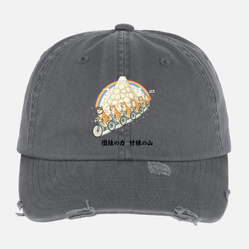 Shiba-Bergregenbogenfahrt Flexfit Vintage Destroyed Cap