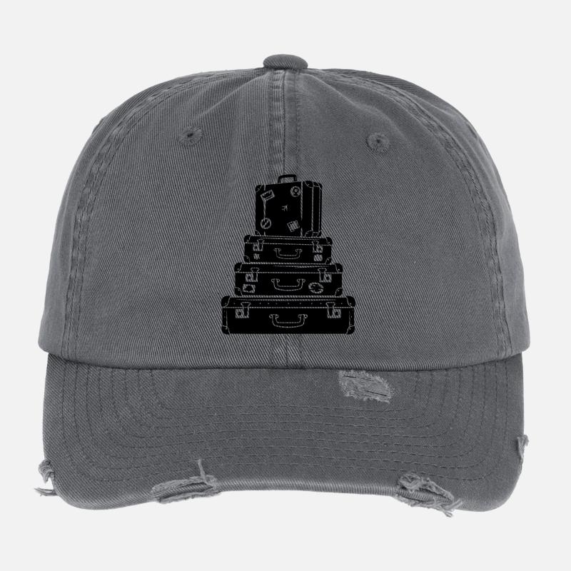 Suitcase Stack Vintage Travel Flexfit Vintage Destroyed Cap