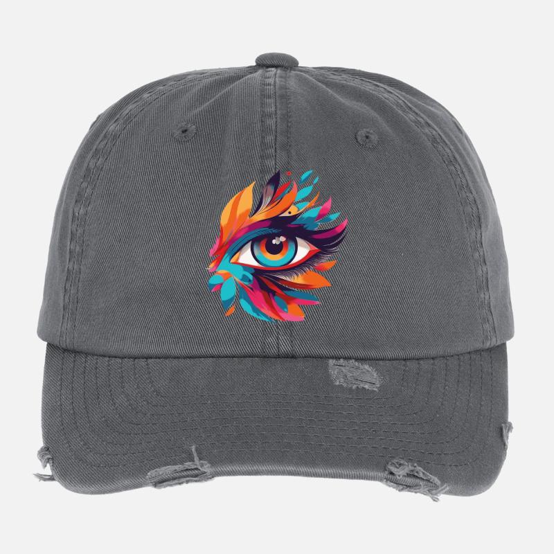 Motif de feu de feuilles Color Eye Casquette vintage effet usé Flexfit