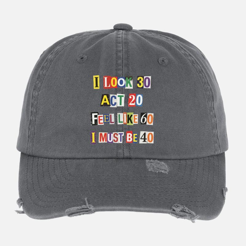 Age Mirror Collage of Years Flexfit Vintage Destroyed Cap
