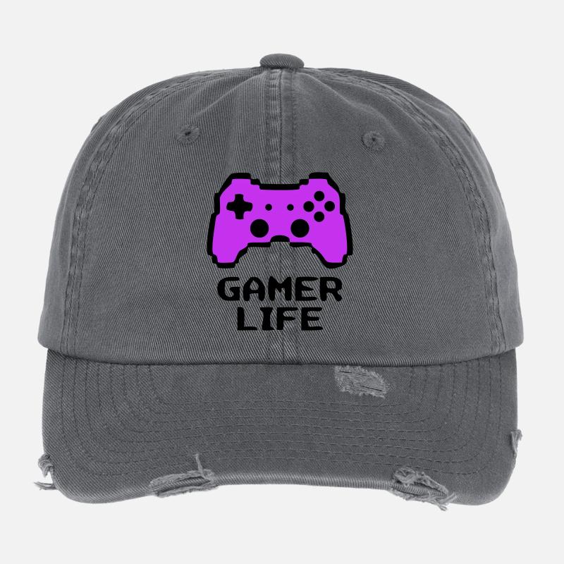 Gaudy Gamer Life Controller Flexfit Vintage Destroyed Cap