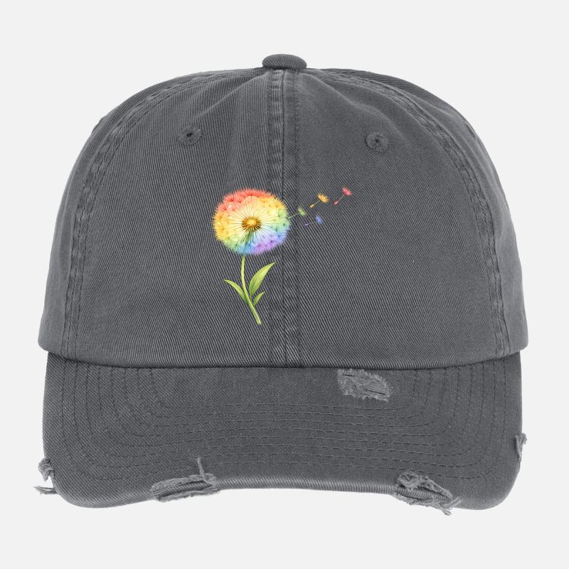 Regenbogen Pusteblume Flexfit Vintage Destroyed Cap