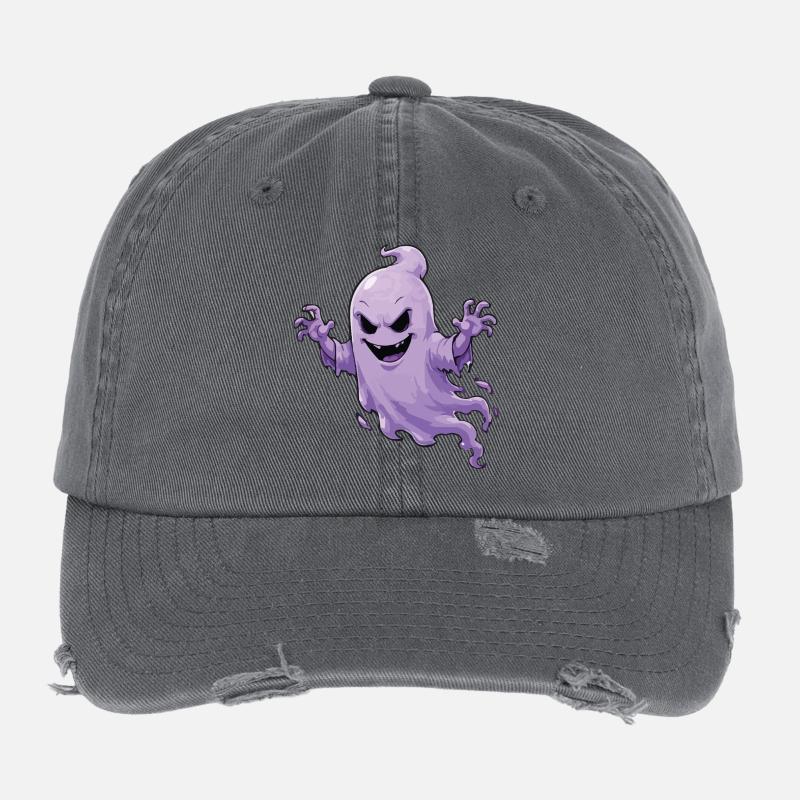 Ghost Haunted Design Flexfit Vintage Destroyed Cap