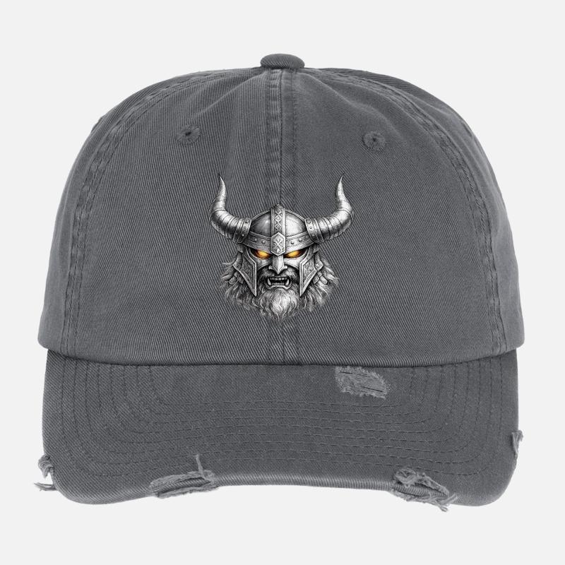 Wikinger-Kriegerhelm-Emblem Flexfit Vintage Destroyed Cap