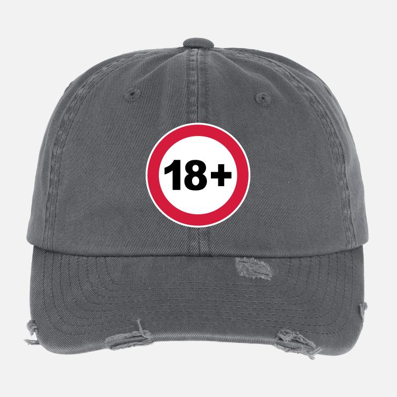 18th / 18th birthday. / 18+ Flexfit Vintage Destroyed Cap