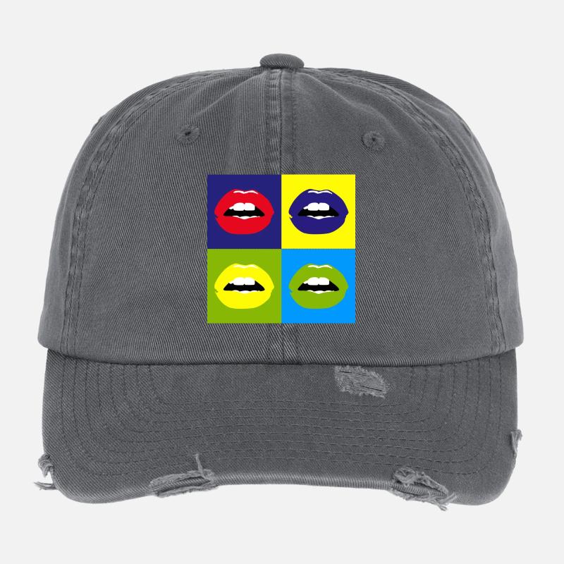 Pop Art / Graphic Novel: moue, lèvres, rouge à lèvres Casquette vintage effet usé Flexfit
