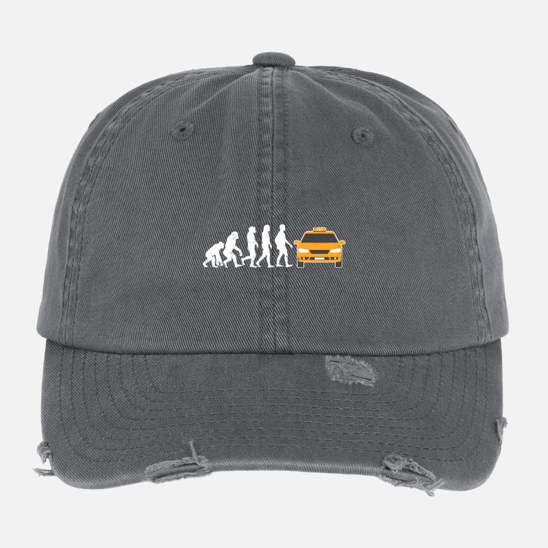 taxi driver evolution taxi driving car cab gift Flexfit Vintage Destroyed Cap