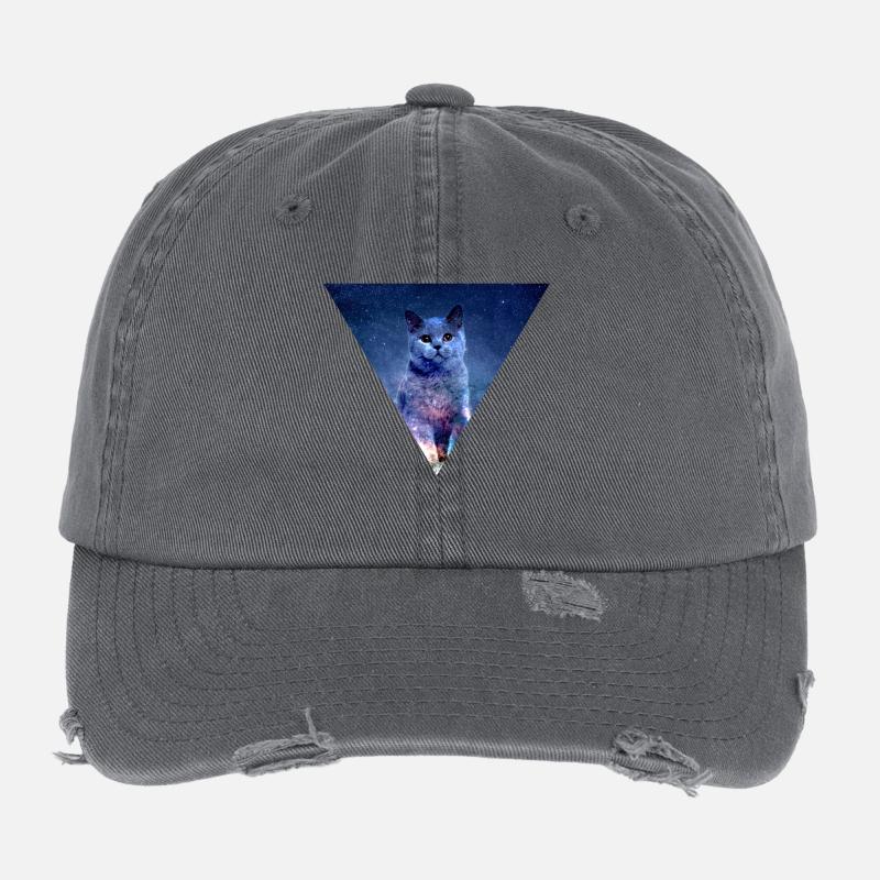 GALAXY KATZE KATZENFREUNDE CATS KÄTZCHEN GESCHENK Flexfit Vintage Destroyed Cap