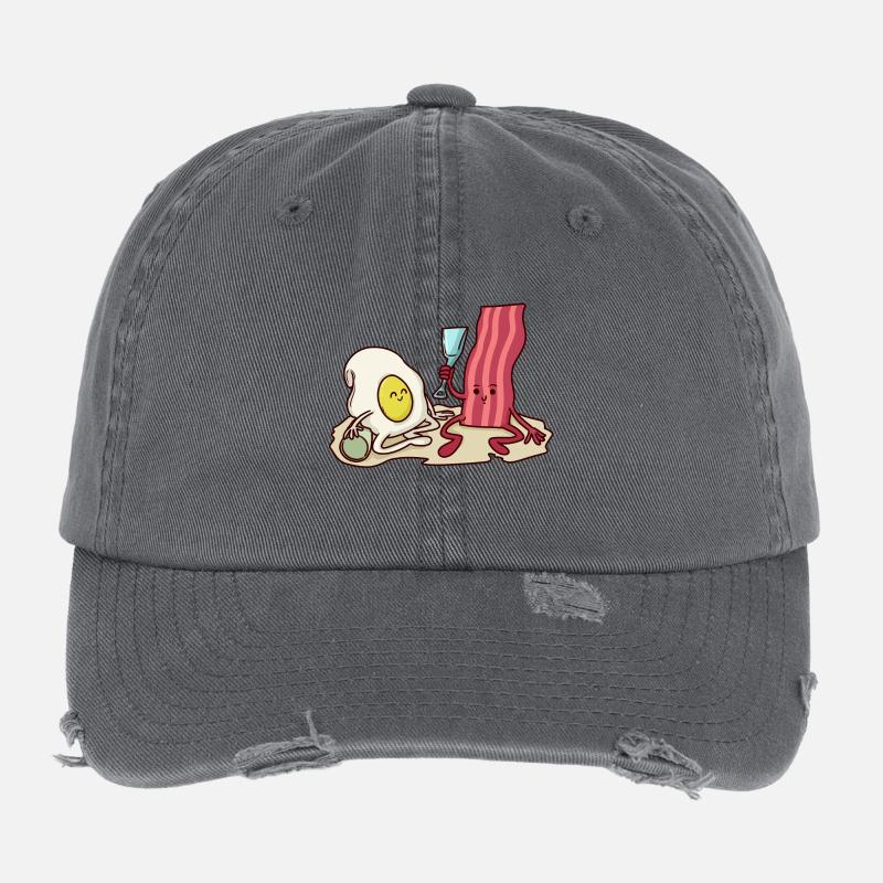 Bacon and egg are playing in the sandbox Flexfit Vintage Destroyed Cap