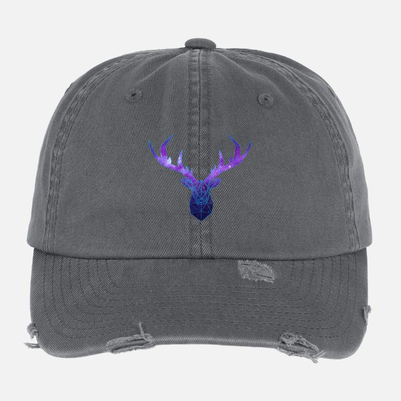 Cerf Low Poly Cosmos Casquette vintage effet usé Flexfit