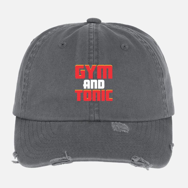 GYM AND TONIC GIN DRINKER TRAINING SPORT Flexfit Vintage Destroyed Cap
