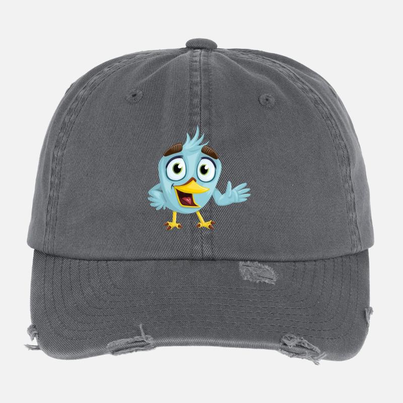 Lustiger blauer Vogel, Geschenkidee Flexfit Vintage Destroyed Cap