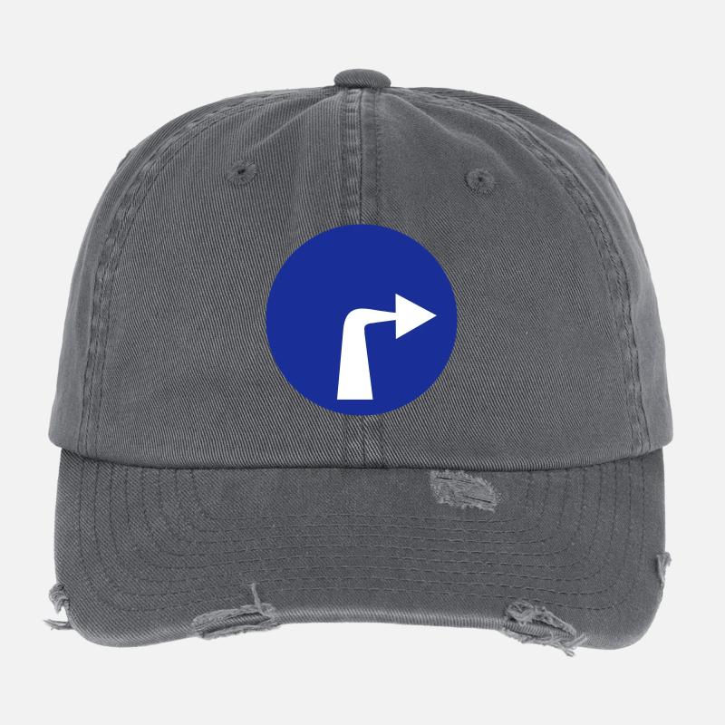 rechts abbiegen Verkehr Schild Auto Geschenk Idee Flexfit Vintage Destroyed Cap