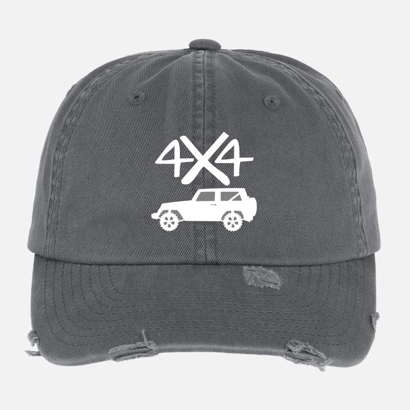 4x4 Geländewagen Geschenkidee Flexfit Vintage Destroyed Cap