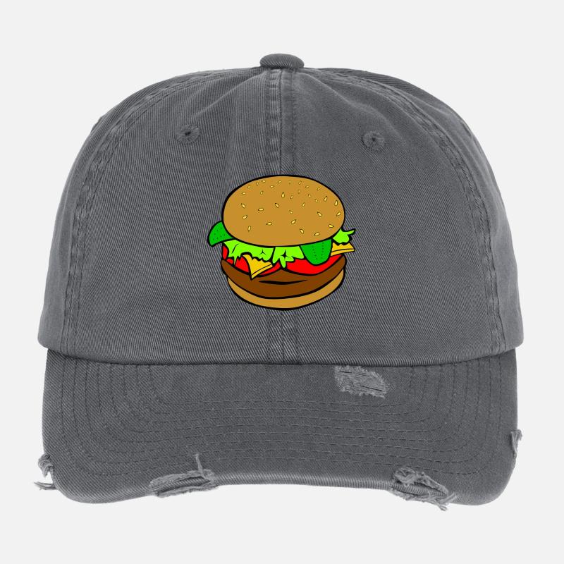 Burger Hamburger idée cadeau repas de restauration rapide Casquette vintage effet usé Flexfit