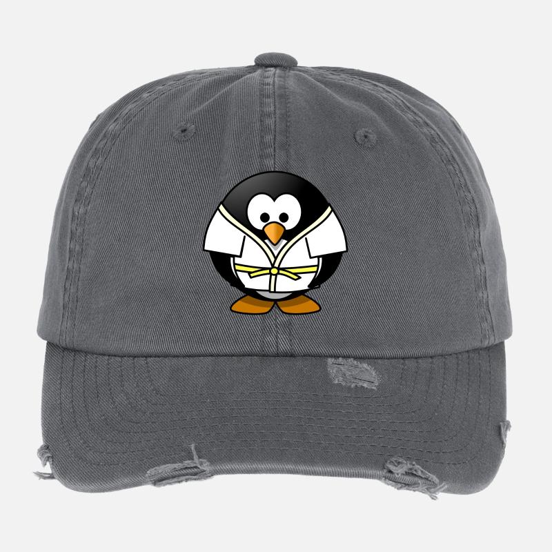 little penguin at the judo Flexfit Vintage Destroyed Cap