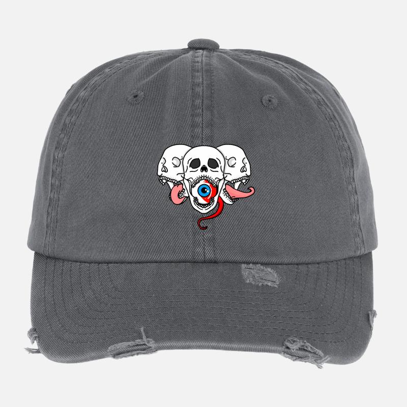 Tri-skull Flexfit Vintage Destroyed Cap