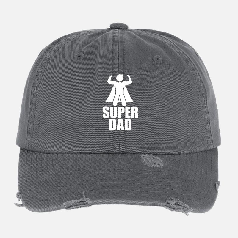"SUPER DAD" Tshirt - Geschenkidee Flexfit Vintage Destroyed Cap