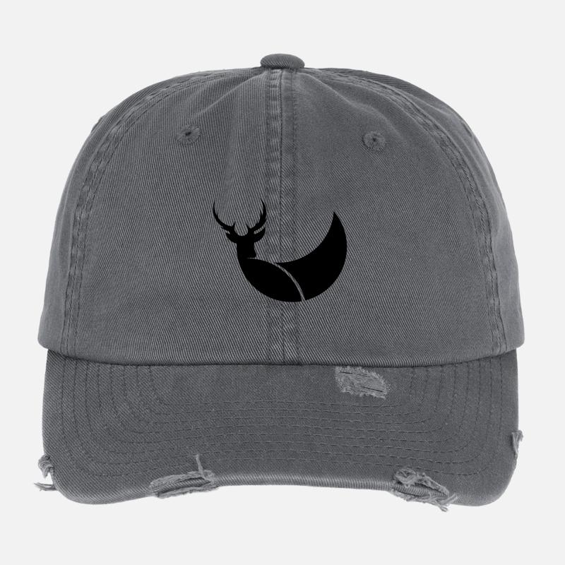 Deer illustration graphic gift idea logo Flexfit Vintage Destroyed Cap
