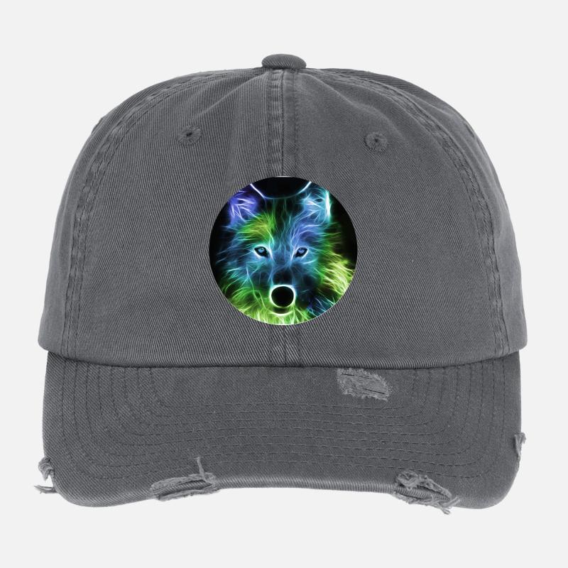 Wolves have powerful instinct and high intelligenc Flexfit Vintage Destroyed Cap