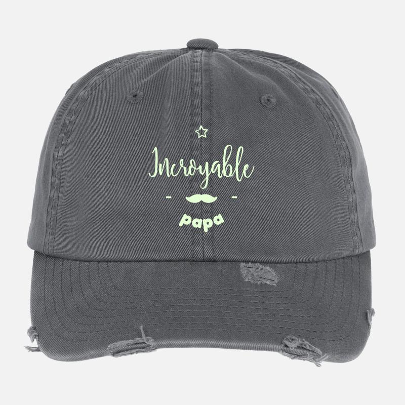 Incroyable papa - Casquette vintage effet usé Flexfit - charbon