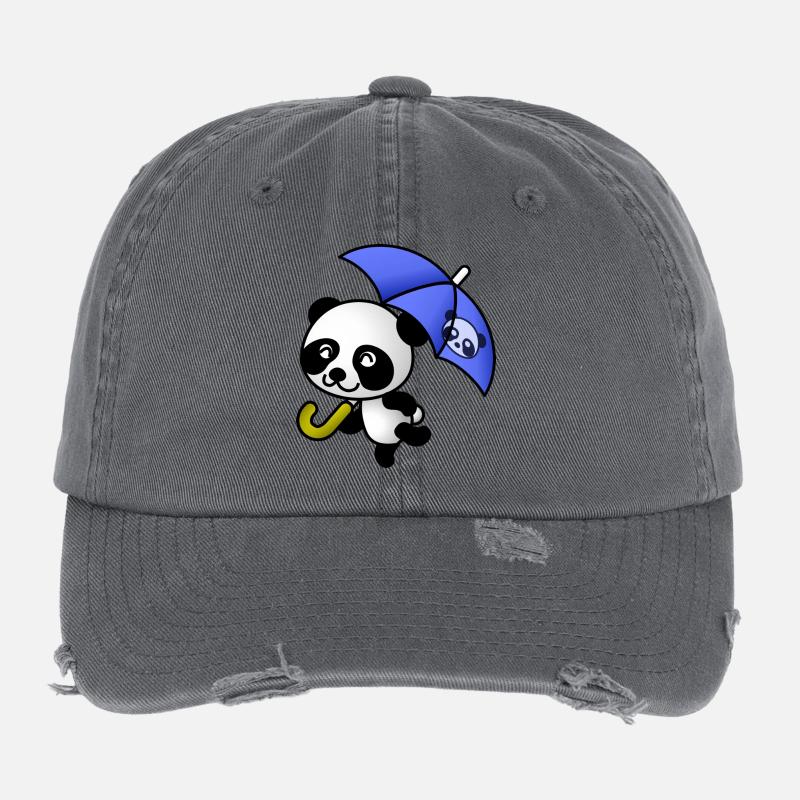 Süßer Panda mit Regenschirm Flexfit Vintage Destroyed Cap