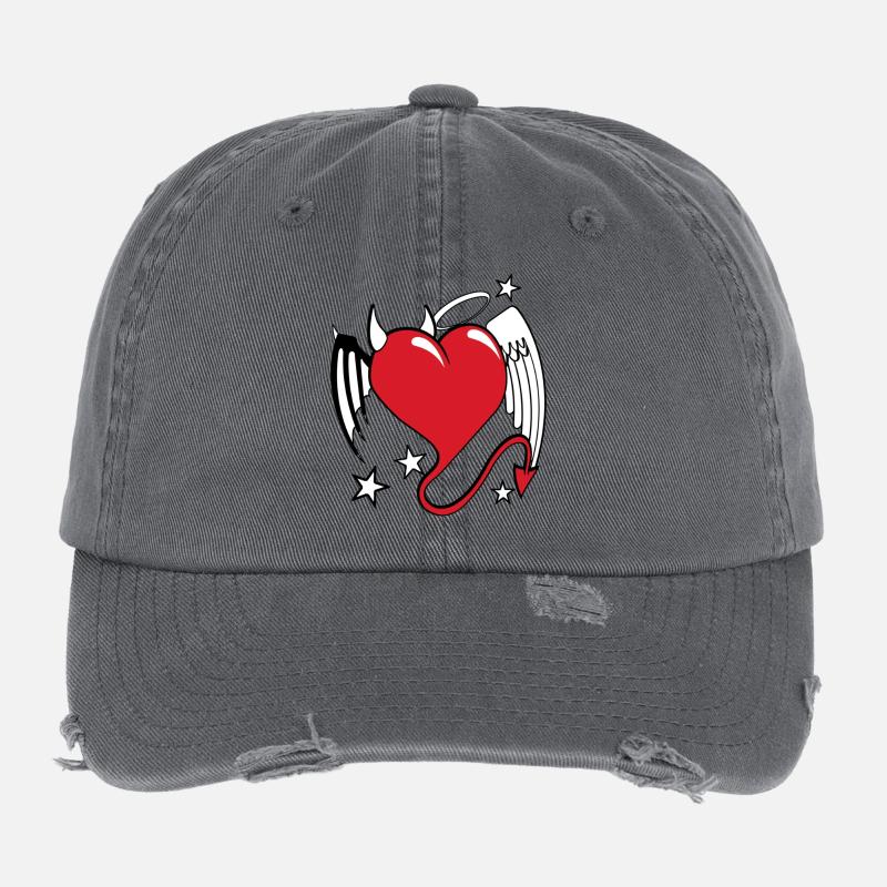 coeur diable ange Casquette vintage effet usé Flexfit