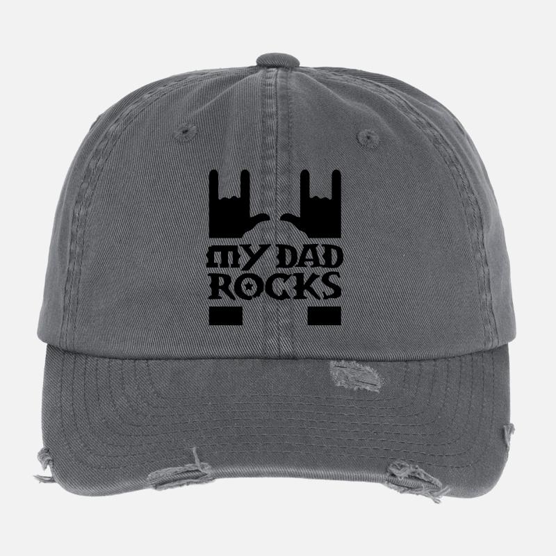 papa - my dad rocks Flexfit Vintage Destroyed Cap