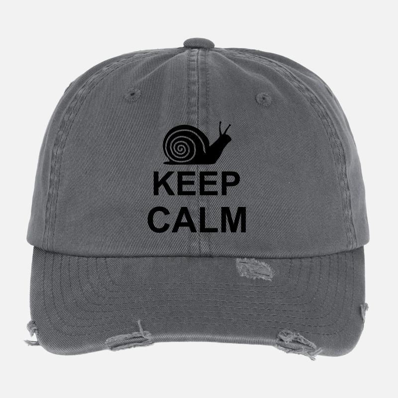keep calm snail kg10 Flexfit Vintage Destroyed Cap