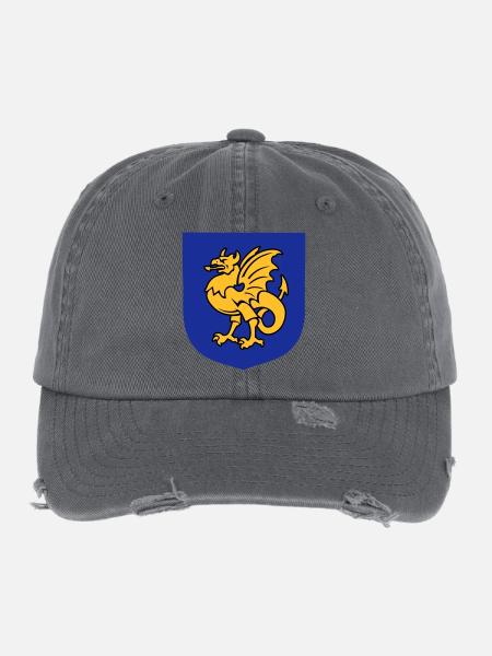 créature fantastique griffon dessin Bornholm - Casquette vintage effet usé Flexfit - charbon - Devant