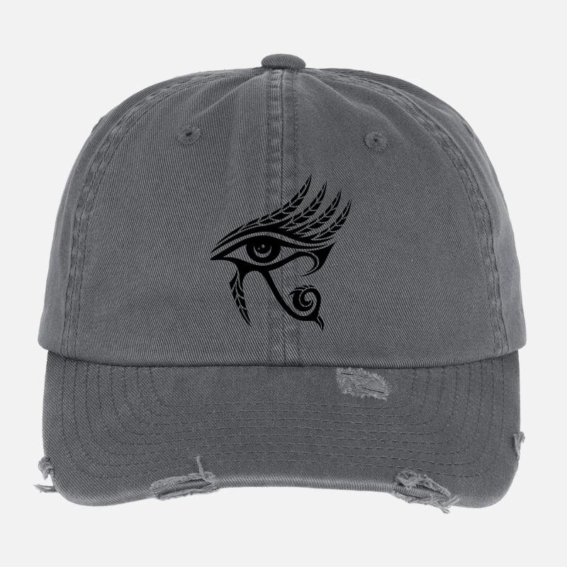 Horus Eye, feather, Egypt, Spirituality, Symbol Flexfit Vintage Destroyed Cap
