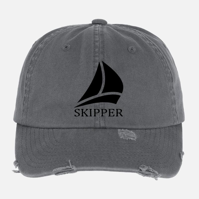 Skipper Sailboat Logo Flexfit Vintage Destroyed Cap