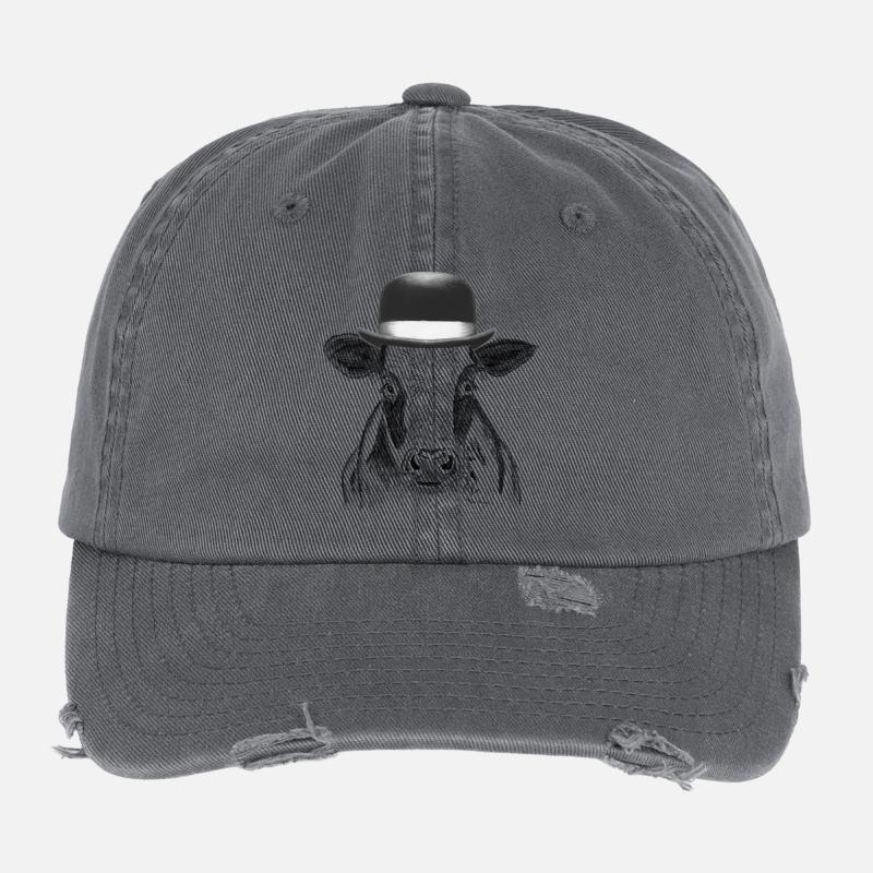  Kuh mit Hut Flexfit Vintage Destroyed Cap