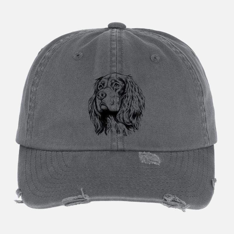 Gordon Setter Portrait Flexfit Vintage Destroyed Cap