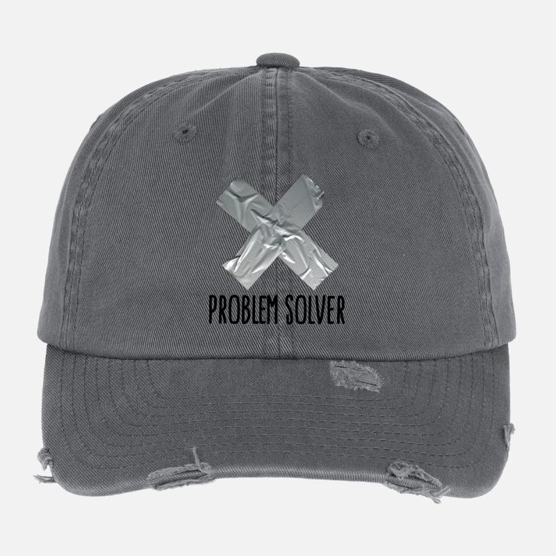 Funny Tape Man Father Problem solver Flexfit Vintage Destroyed Cap