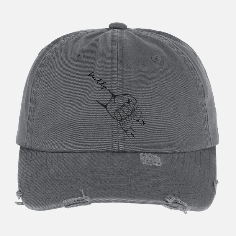 Custom Dad 2 Child Personalized Flexfit Vintage Destroyed Cap