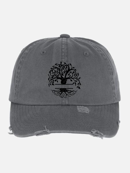 Yggdrasil the tree of life with your name - Flexfit Vintage Destroyed Cap - dark grey - Front