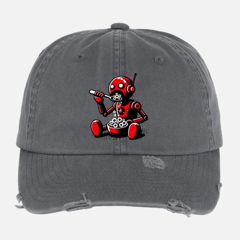 Martian Extraterrestrial Alien Robot Flexfit Vintage Destroyed Cap