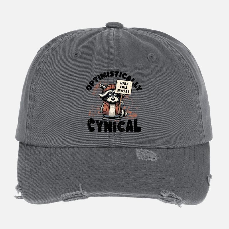 Optimistic Cynical Raccoon Flexfit Vintage Destroyed Cap