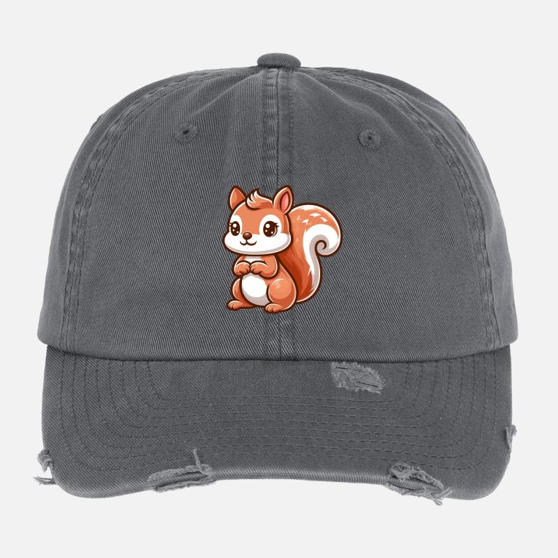 Écureuil caramel cartoon Casquette vintage effet usé Flexfit