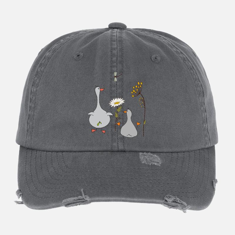 Oies dans le pré Casquette vintage effet usé Flexfit