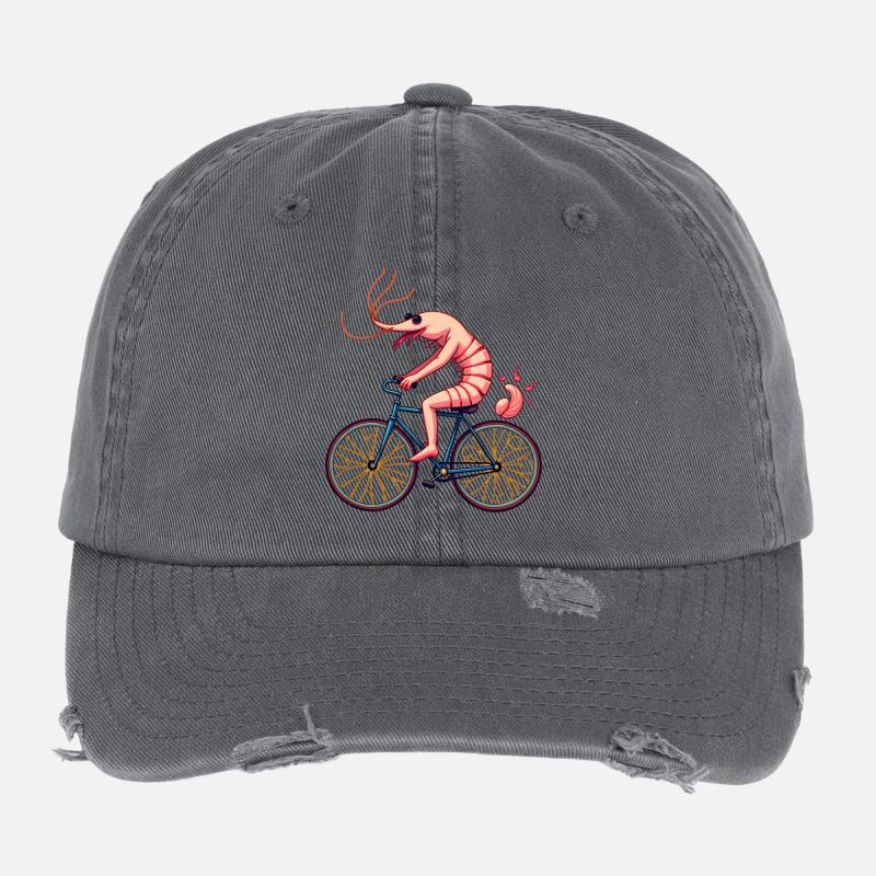 Crevette Cycliste sur Vélo Casquette vintage effet usé Flexfit