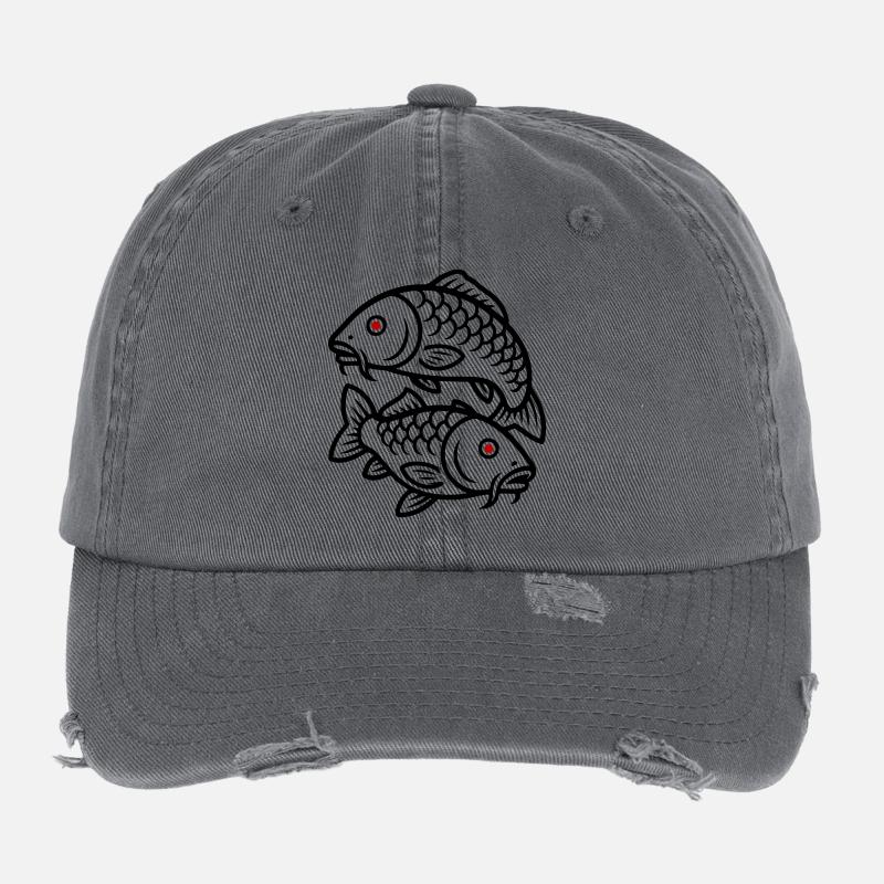 Carp Fish Icon Flexfit Vintage Destroyed Cap