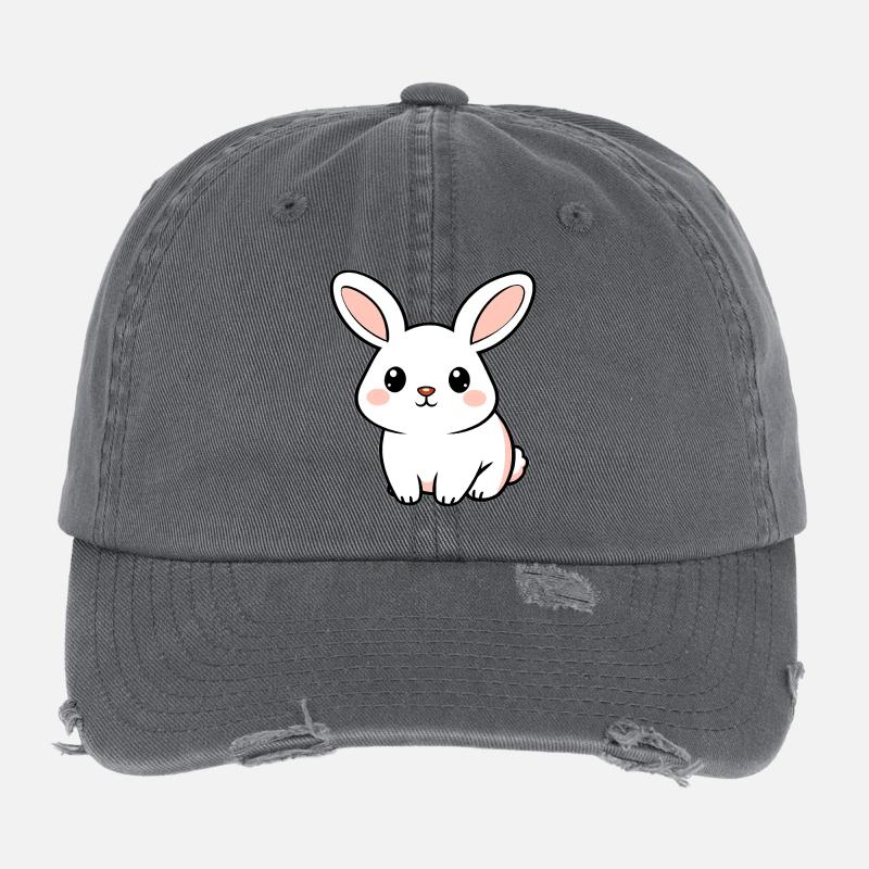 Lapin blanc Casquette vintage effet usé Flexfit