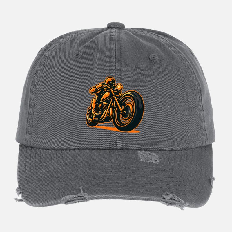 Flammen-Motorradfahrer Flexfit Vintage Destroyed Cap