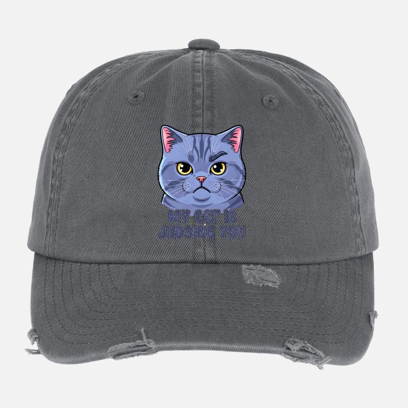 Devise du chat avec un drôle de visage Casquette vintage effet usé Flexfit