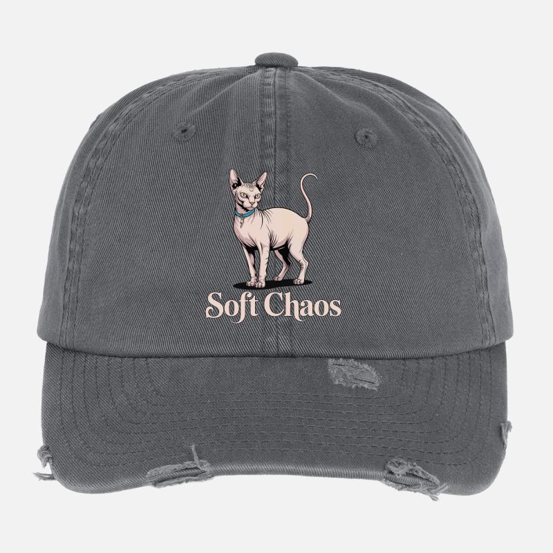 Soft Chaos Sphynx Katze Flexfit Vintage Destroyed Cap